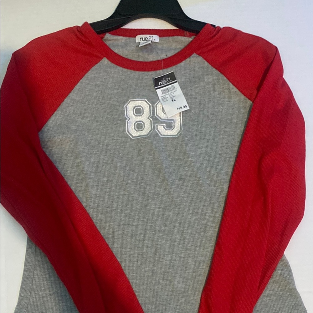 Rue21 Red and Gray Long Sleeve Shirt